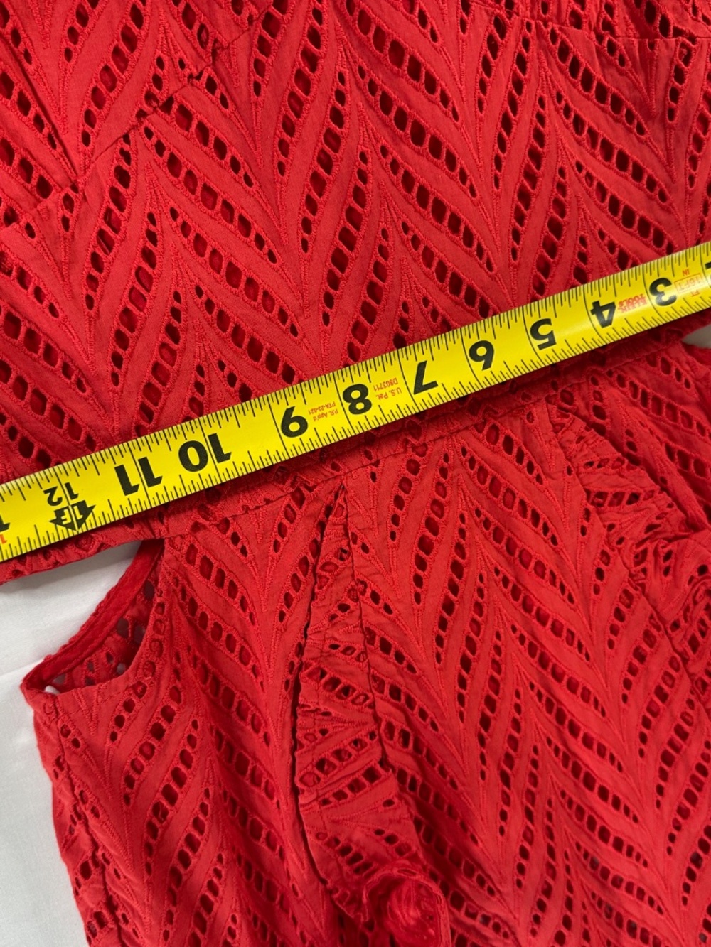Bardot Red Eyelet Ruffle Cutout Fit & Flare Mini Dress US 6 - Picture 12 of 16